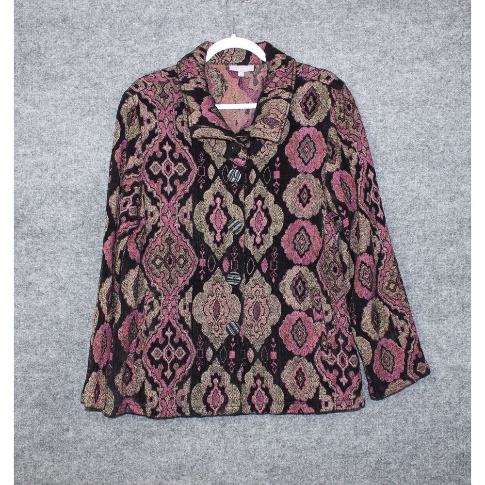 Habitat Vintage Jacquard Tapestry Jacket Long‎ Sleeve Plush Kint Overcoat